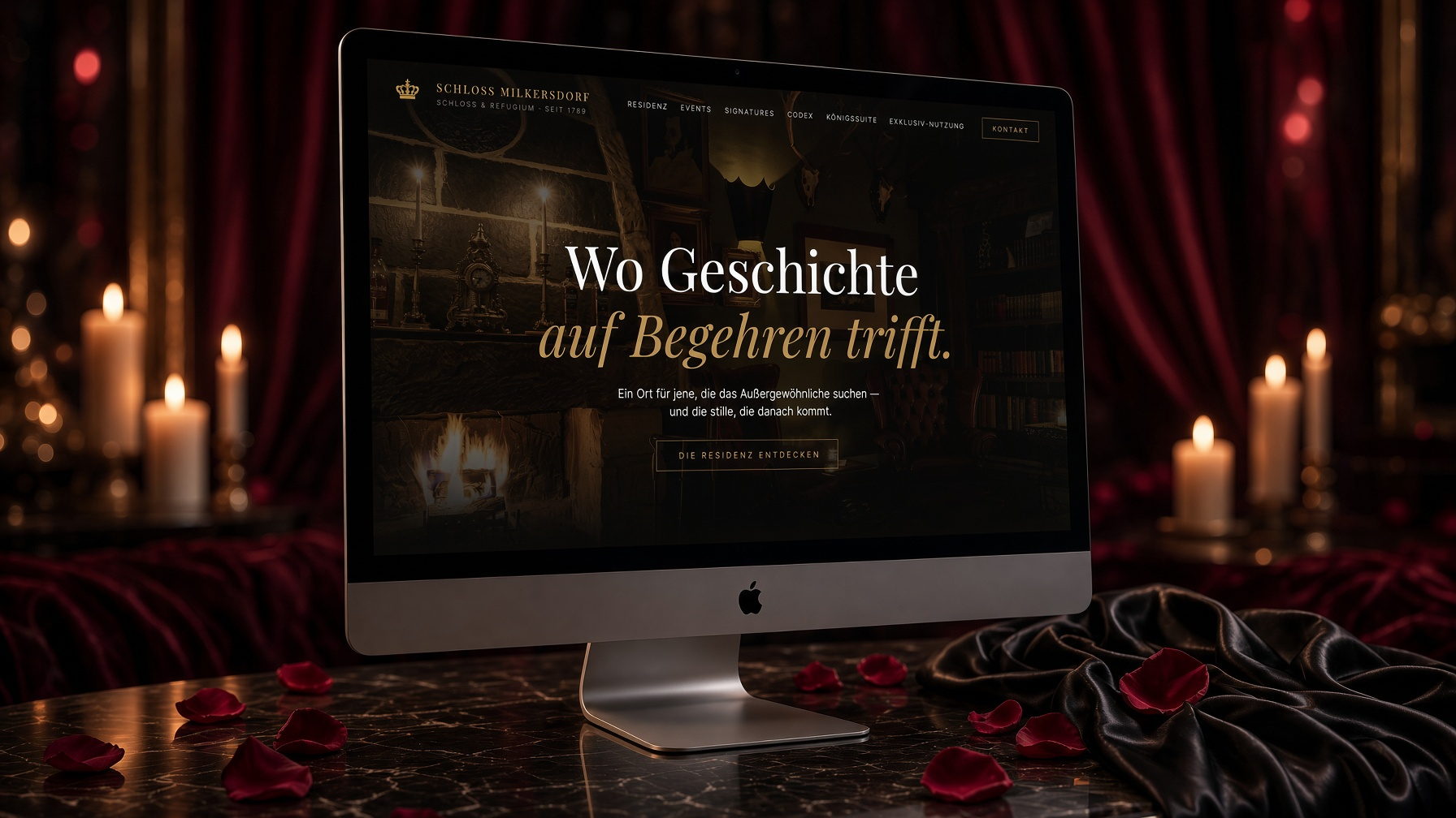 Website des Swingerclubs Schloss Milkersdorf auf einem Bildschirm